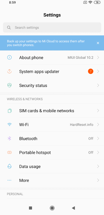 Configurações Xiaomi IMEI